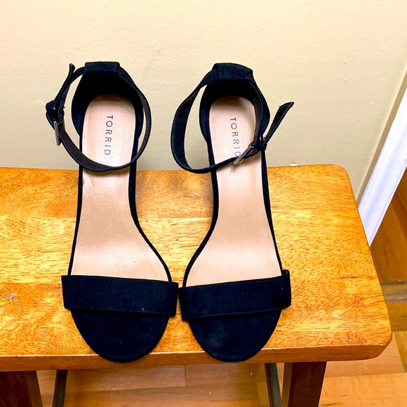 torrid Shoes - Torrid ankle strap Size 11 W sandals with 4 inch heels. Black Suede. New no tag